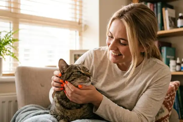 Veterinarian with cat